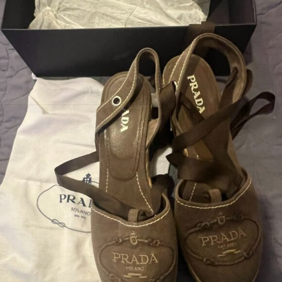 Prada Cloth ballet wedge BRAND NEW NEVER WORK size 10 40 - Picture 4 of 5